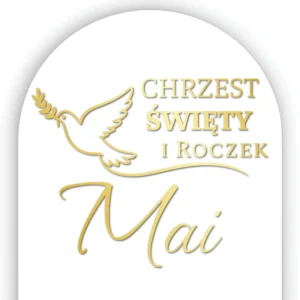Alternative view of Naklejka Chrzest Święty i roczek z imieniem na tablicę/ściankę  – Konfiguracja LIVE